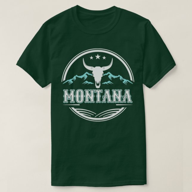 T-shirt Montana Cattle Steer Mountain Range Wilderness Cam (Design devant)
