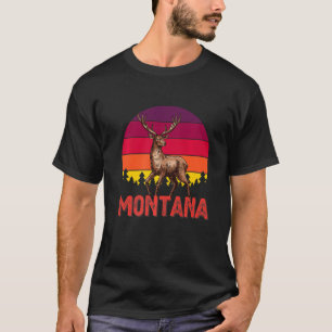 T-shirt Montana Deer Hunter Sunset Chasse Vintage Retro