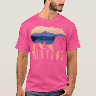 T-shirt Montana Grizzly Bear Lac Camping Randonnée Souveni