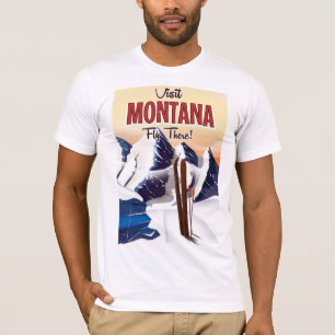 T-shirt Montana Ski imprimé voyage de style Vintage