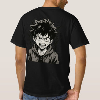 T-shirt Montée de puissance animée en colère – Manga noir