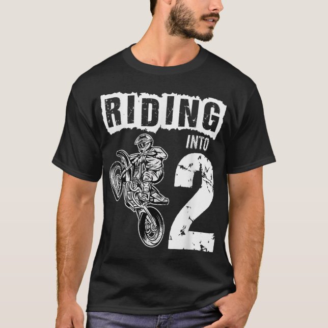 T-shirt Monter Dans 2 Ans 2e Anniversaire Boy Dirt Vélo (Devant)