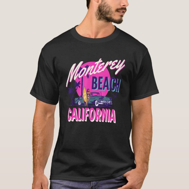 T-shirt Monterey California Beach Surf Vacances été Vin (Devant)
