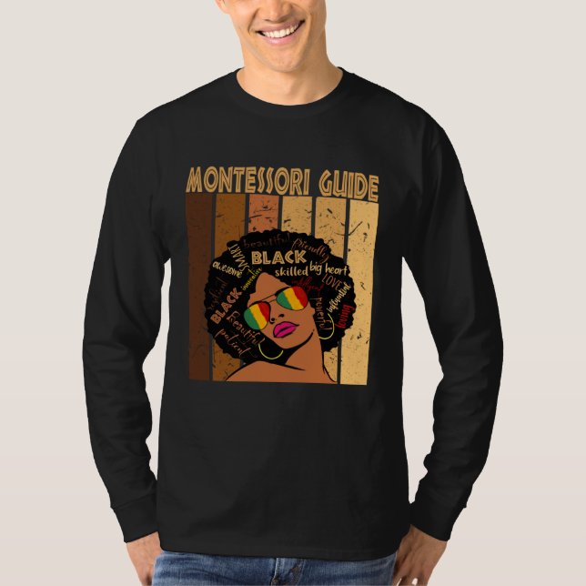 T-shirt Montessori Guide Afro African American Black Histo (Devant)