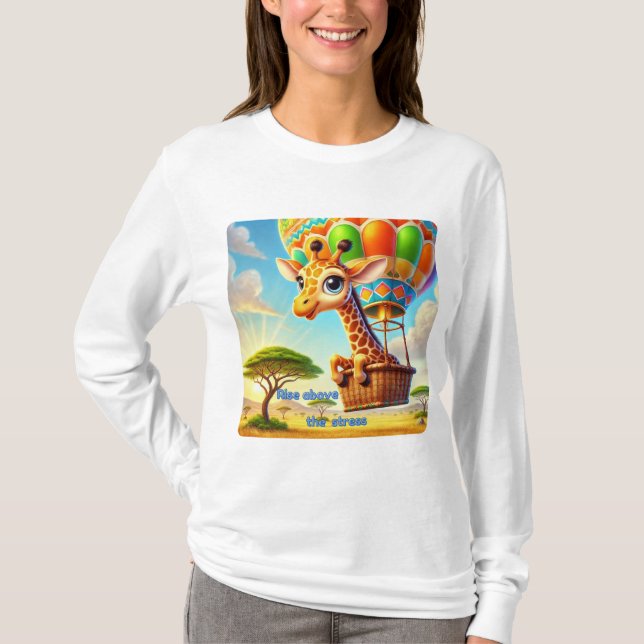 T-shirt Montez au-dessus du ballon à air chaud de la giraf (Devant)