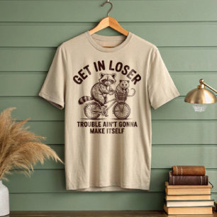T-shirt Montez Dans Loser Raccoon Opossum Bicyclette