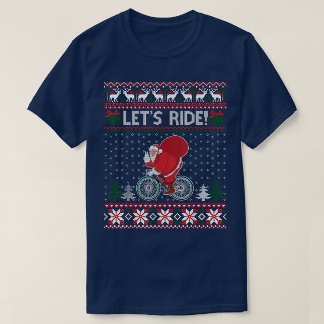 T-shirt Montons à vélo, laide pull Noël Sweater Funny Sa (Design devant)