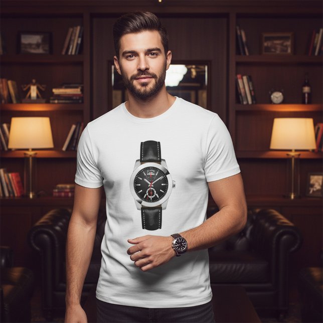 T-shirt Montre Chronographe Noire de luxe Timepiece élégan (Créateur téléchargé)