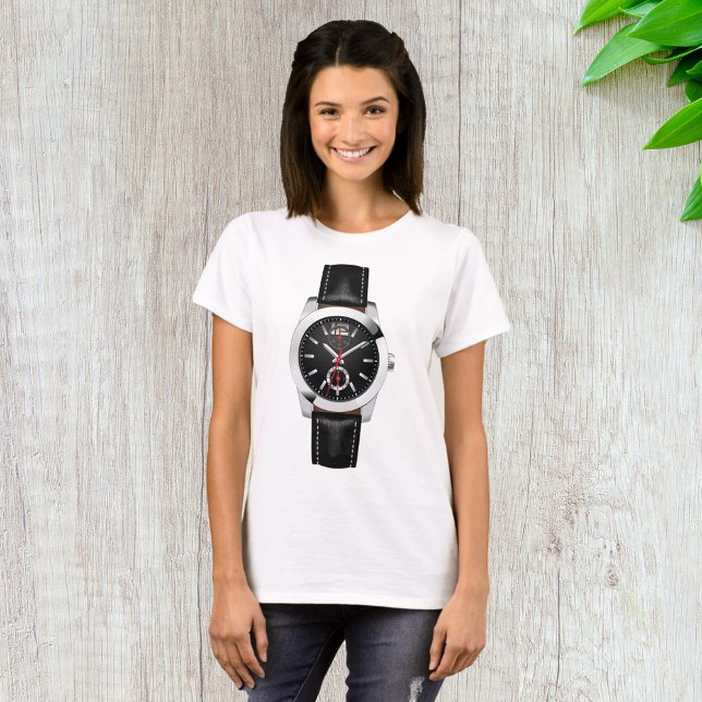 T-shirt Montre Chronographe Noire de luxe Timepiece élégan (Créateur téléchargé)