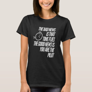 T-shirt Montre de pilote graphique à horloge motivationnel