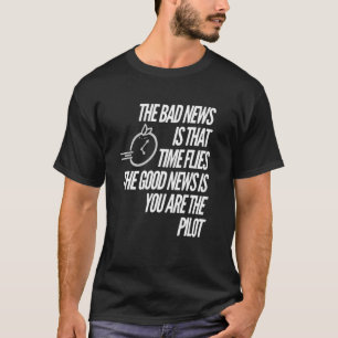 T-shirt Montre de pilote graphique à horloge motivationnel