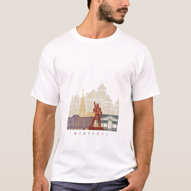 T-shirt Montreux skyline poster (Devant)
