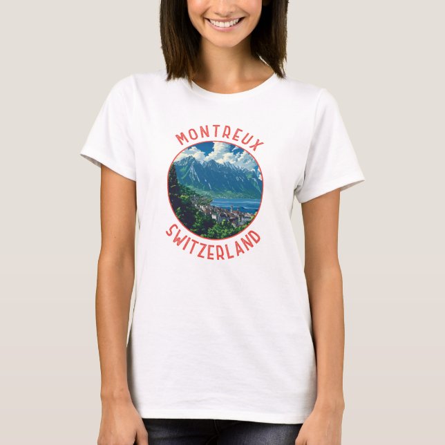 T-shirt Montreux Suisse Retro Cercle désorganisé (Devant)