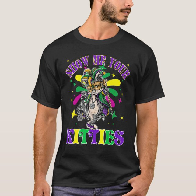 T-shirt Montrez-Moi Vos Kitties Mardi Gras Naughty Mardi G (Devant)