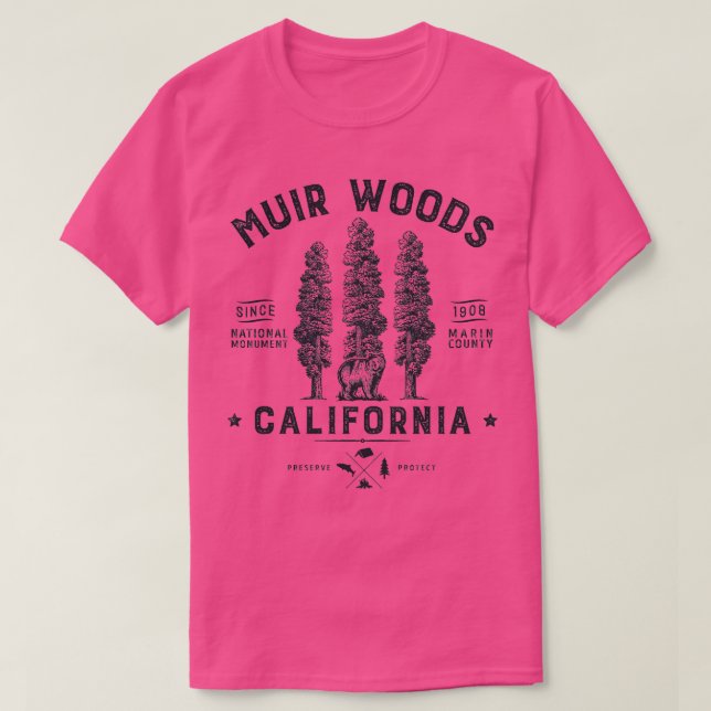 T-shirt Monument national de Muir Woods California Redwood (Design devant)