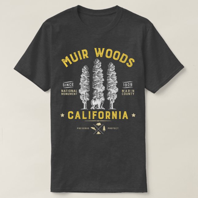 T-shirt Monument national de Muir Woods California Redwood (Design devant)