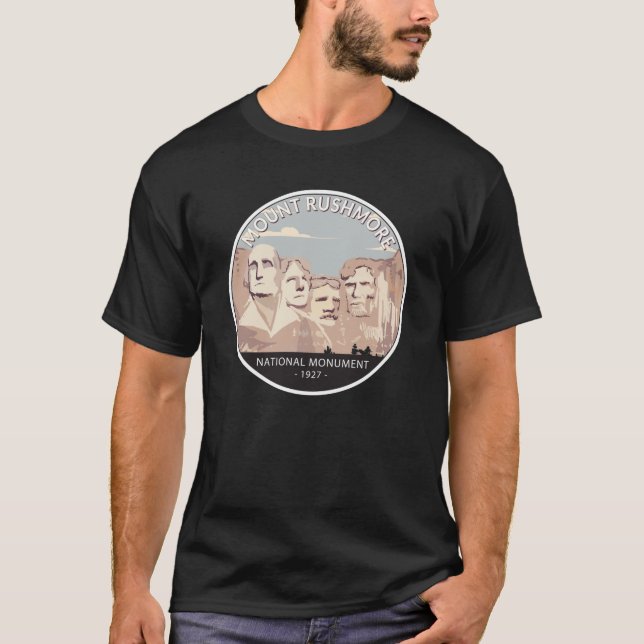 T-shirt Monument national du Mont Rushmore Cercle rétro (Devant)