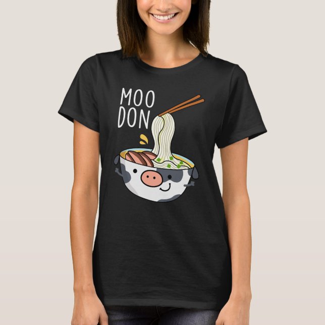 T-shirt Moo-don Funny Udon Pun Dark BG (Devant)
