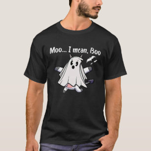T-shirt Moo Je Veux Dire Boo Ghost Costume Vache Ghost Cow