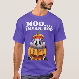 T-shirt Moo je veux dire, Boo Halloween Citrouille Vache F