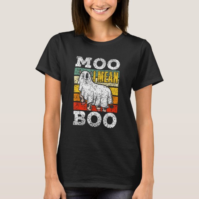 T-shirt Moo Je Veux Dire Boom Fantôme Vache Halloween (Devant)