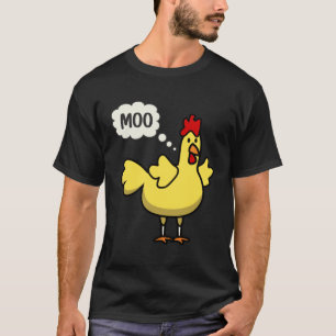 T-shirt MOO poulet poule jaune vache poules humour