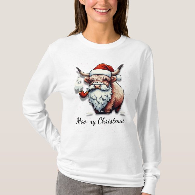 T-shirt Moo-ry Christmas Design (Devant)
