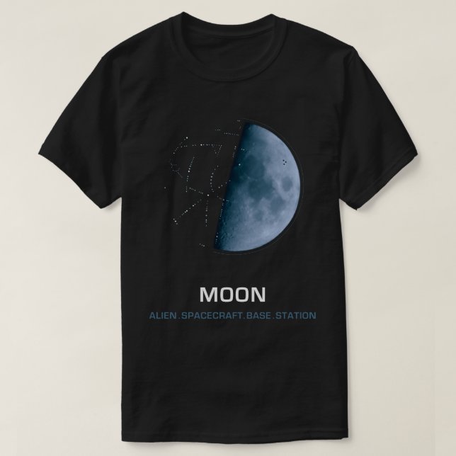 T-shirt Moon Alien Spacecraft (blue moon) (Design devant)