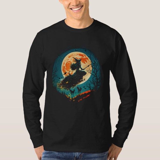 T-shirt Moon Witch Witchcraft Halloween  1 (Devant)
