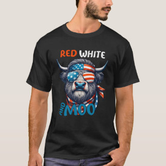 T-shirt Moorica Highland Vache Bleu Blanc et Rouge 4 Juil