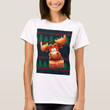 Moose caricaturale avec maillot de Noël Femmes