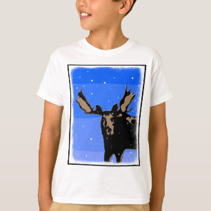 T-shirt Moose en hiver - Art original de la faune