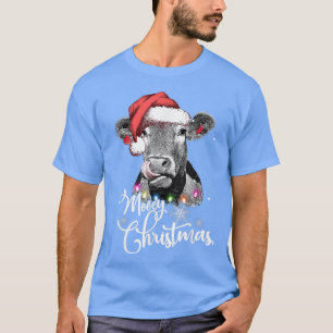 T-shirt Mooy Christmas Fun Heifer Cow Père Noël Xmas Light