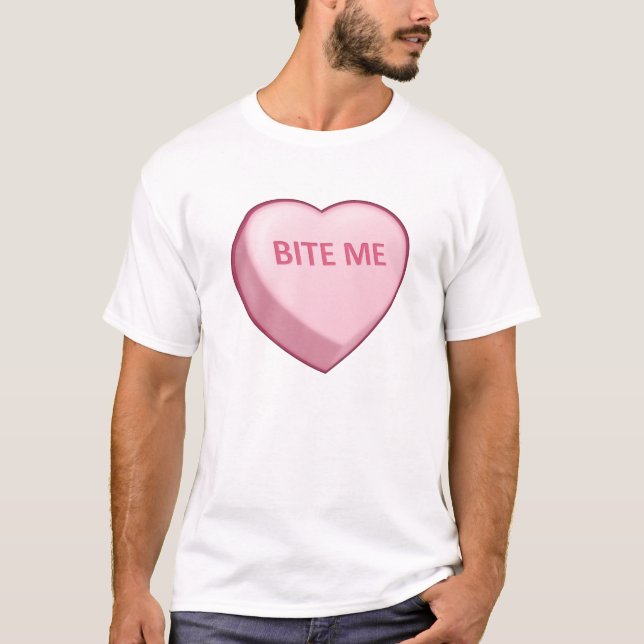 T-shirt MORDEZ-MOI coeur de sucrerie (Devant)