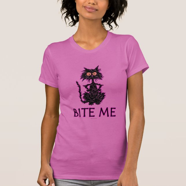 T-shirt Mordez-moi ! Conceptions de cadeau de chat (Devant)