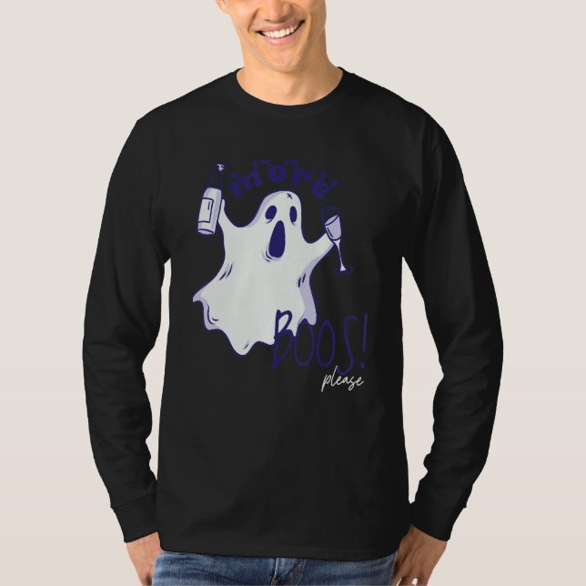 T-shirt More Boos Please Ghost Beer Drinking  Halloween Gr (Devant)