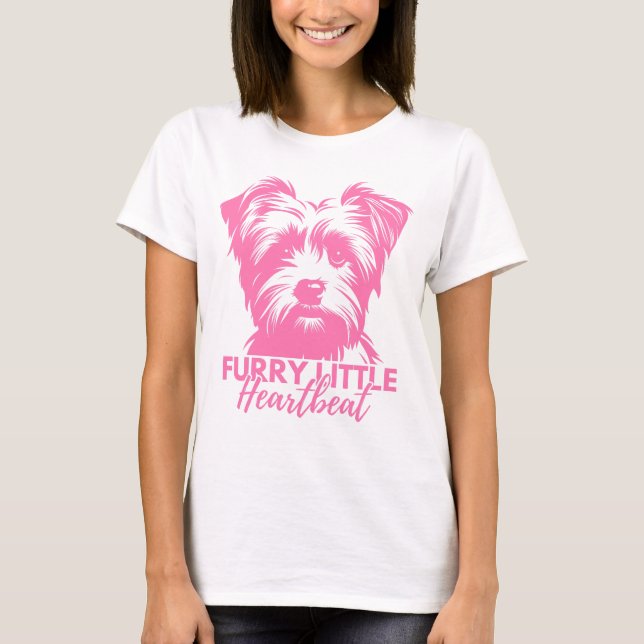 T-shirt Morkie Lover Furry Little Heartbeat Valentine's (Devant)