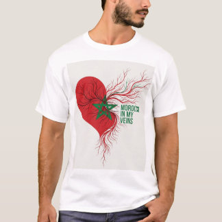 T-shirt Morocco in My Veins . Moroccan Flag Pride & Identi