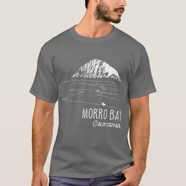 T-shirt Morro Bay California Morro Rock Art (Devant)