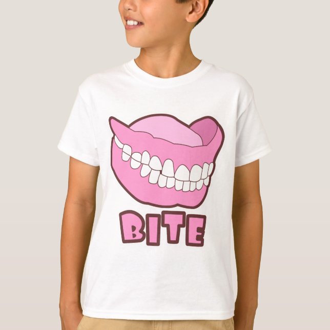 T-shirt Morsure de dentiers de dents fausses (Devant)
