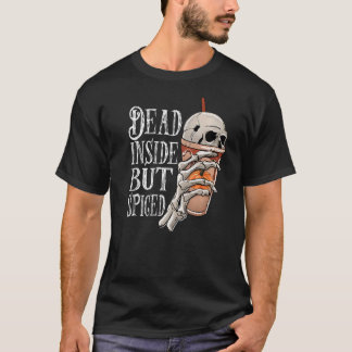 T-shirt Mort à l'intérieur mais café de crâne de citrouill