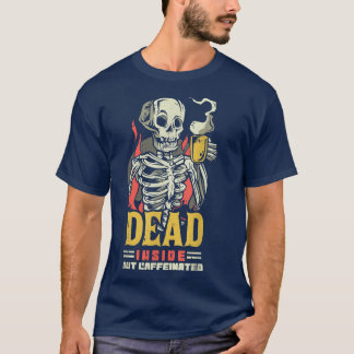 T-shirt Mort À L'Intérieur Mais Café Squelette De Café Pou