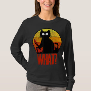 T-shirt Mortel Black Psycho Cute Chat What Knife Christe