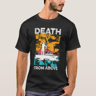 T-shirt Morts De Ci-Dessus Retro Pêcheur Aimer Chasse Pois