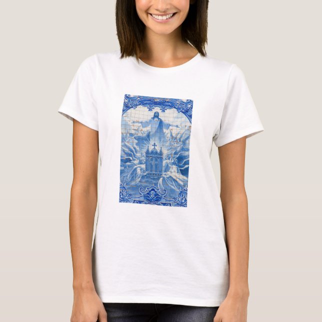 T-shirt Mosaïque bleue de jésus, Portugal (Devant)