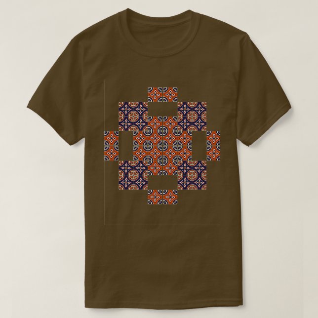 T-shirt Mosaïque de style rustique de talavera rouge et bl (Design devant)
