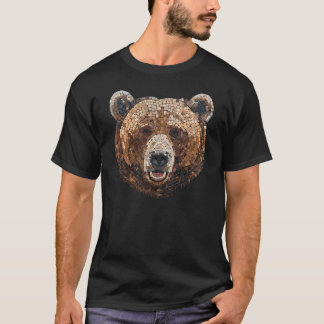 T-shirt Mosaïque de tête d'ours Grizzly