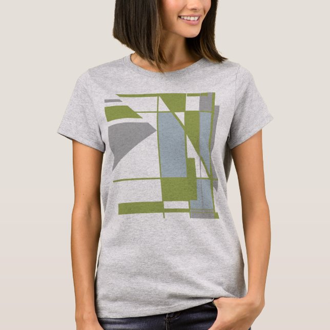 T-shirt Mosaïque gris olive contemporaine Géométrique MCM  (Devant)