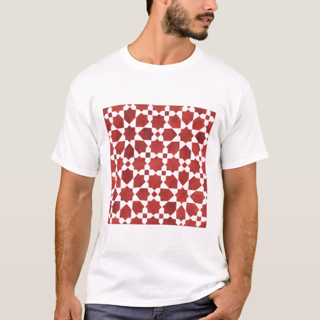 T-shirt Mosaïque marocaine rouge ROSETTE (Devant)
