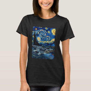 T-shirt Mosasaurus Dinosaur Peinture nocturne étoilée
